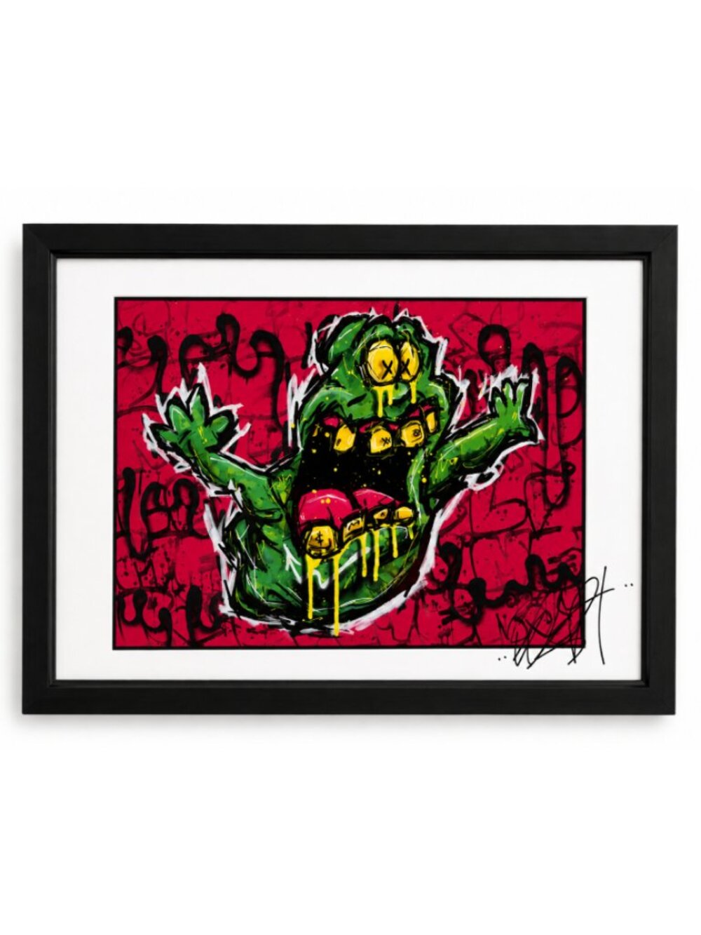 Framed Green Monster Comic Art Print Signed | Black Frame